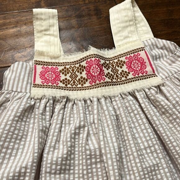 Limonada Striped Floral Embroidered Fiesta Dress, size 7-8 - Picture 2 of 8
